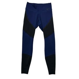 Nike Dri-Fit Leggings Women's Size Small Blue Black Athletic‎ Training Running